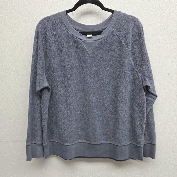 Old Navy Sweatshirt Womens Large Gray Cozy Crew Fleece Pullover Lightweight - Picture 1 of 10